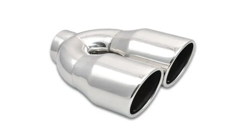 Vibrant 2.5In Id Dual 3.5In Od Round Ss Exhaust Tip (Single Wall Angle Cut) 1